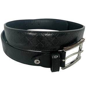 Stacy Adams Black Leather Belt Size 34 Nickel Buckle Mens Dress Belt Classic